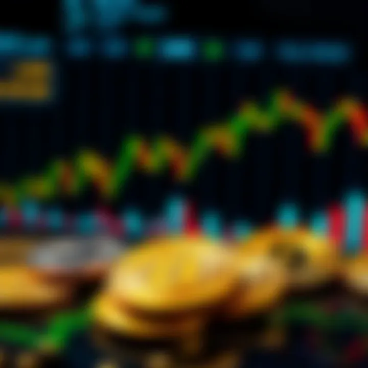 A graphic showing Bitcoin coins and financial charts, representing the blend of traditional finance and cryptocurrency.