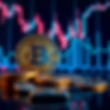 Bitcoin and dollar coins with a chart background A visual representation of Bitcoin and dollar coins in front of a fluctuating price chart, illustrating the connection between cryptocurrency and real-world economics.