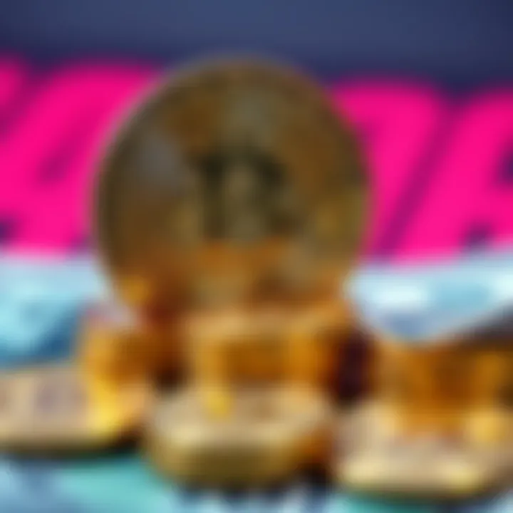 Bitcoin and dollar coins A visual comparison showing a dollar bill alongside a stack of Bitcoins, symbolizing the past value of cryptocurrency.