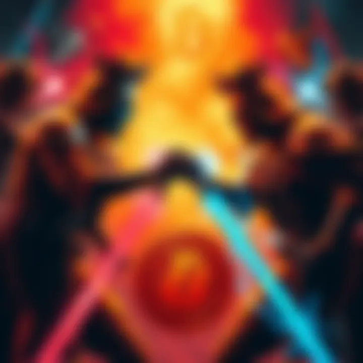 A depiction of two factions clashing over Bitcoin's future, symbolizing the eCash fork and censorship issues.