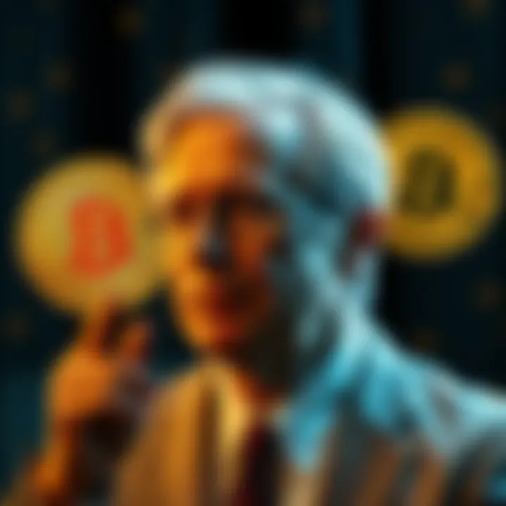 A visual representing the link between Epstein and Bitcoin development, featuring Bitcoin symbols and a photo of Epstein, creating a contrast between cryptocurrency and controversy.