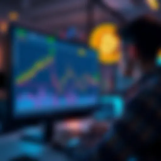 A person analyzing Bitcoin and ETF trends on a computer screen, weighing investment options for cryptocurrency.