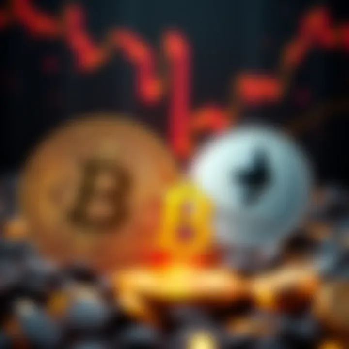Bitcoin and Ethereum Price Trend Comparison of Bitcoin's strong price rise alongside Ethereum's decline, illustrating the contrasting market trends in cryptocurrency.