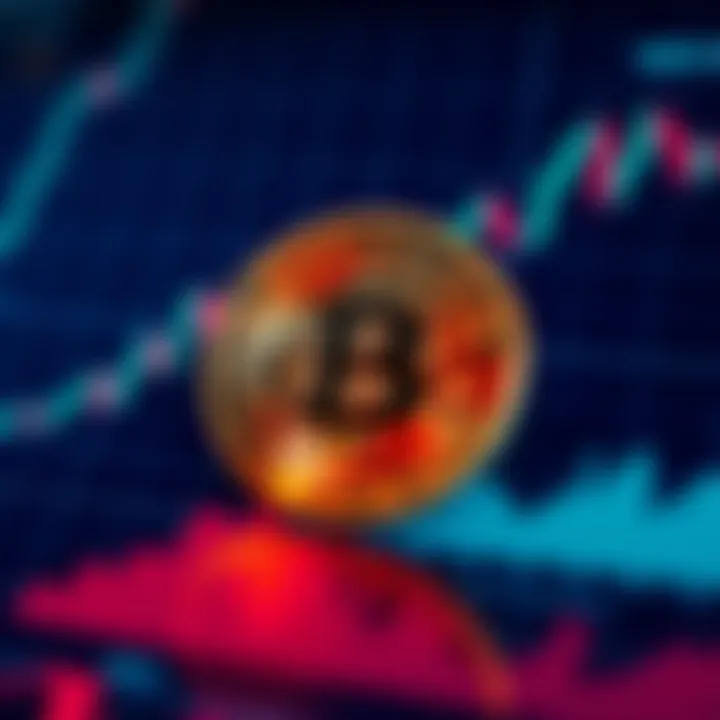 A Bitcoin symbol overlaid on financial charts showing upward trends