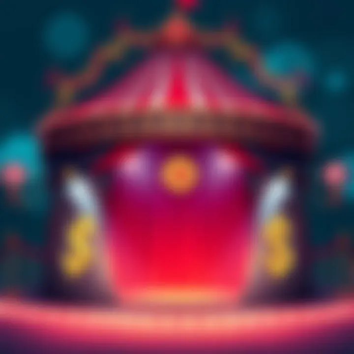 A graphic showing a circus tent with Bitcoin symbols and dollar signs, representing the debate on Bitcoin's value and risks in finance.