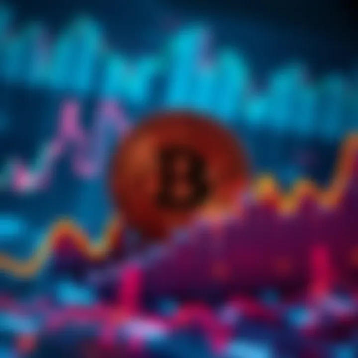 A Bitcoin symbol surrounded by upward trending financial graphs, representing financial solutions.