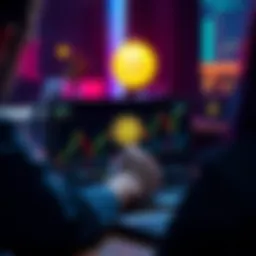 A person looking at a Bitcoin chart on a laptop, symbolizing hope for financial stability through cryptocurrency investment.