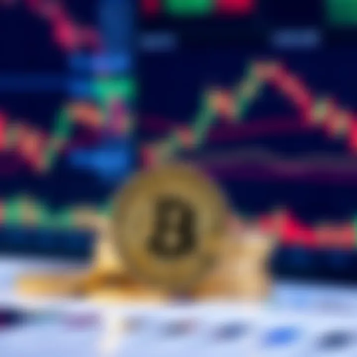 A stack of Bitcoin coins next to financial charts showing market trends and company logos, symbolizing Bitcoin's transition to a financial tool.