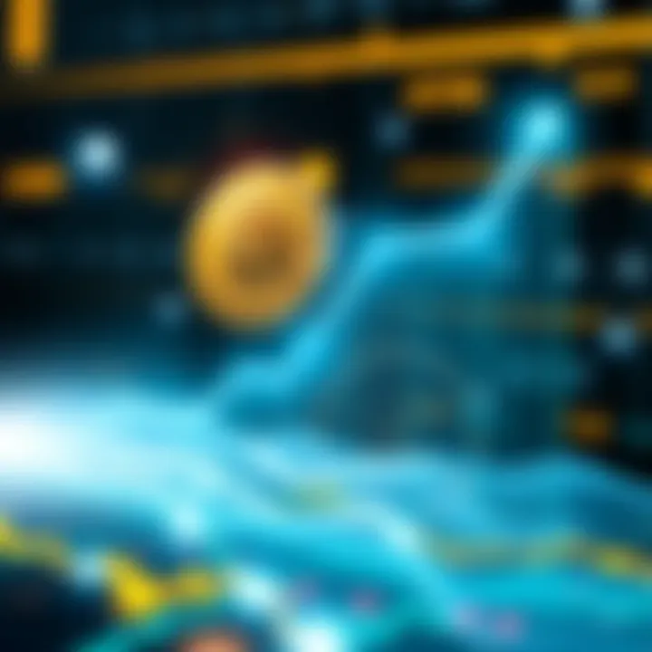 A futuristic graphic showing Bitcoin with an upward trend, symbolizing growth and investment potential by 2030.