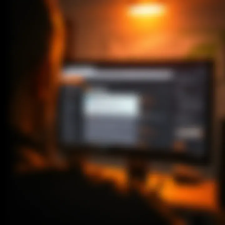 A person looking at a computer screen with a Bitcoin forum page discussing censorship issues, showing a removed post notification.