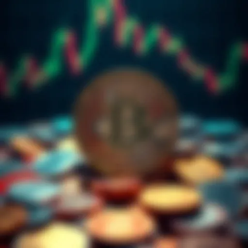 A Bitcoin symbol surrounded by various digital coins representing the future of finance