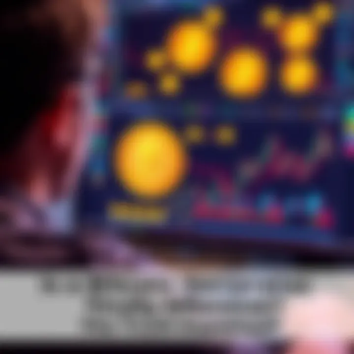 Bitcoin generator concept A person looking at a computer screen displaying Bitcoin symbols and graphs, questioning the legitimacy of Bitcoin generators.