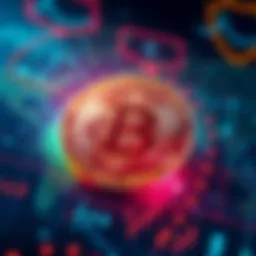 Bitcoin and Global Security Threats Close-up of a Bitcoin symbol against a backdrop of a digital world map, symbolizing the impact of Bitcoin on global finance and security.