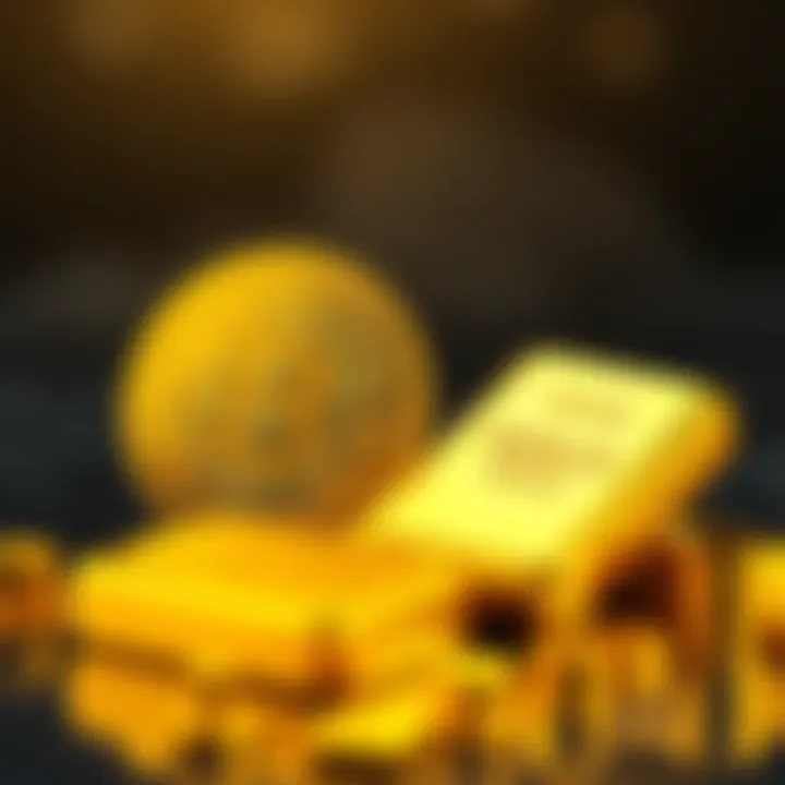 A visual representation showing Bitcoin symbol and gold bars side by side, symbolizing the competition between Bitcoin and gold for investment as inflation hedges.