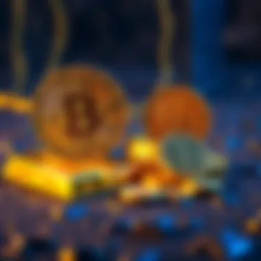 A visual comparison of Bitcoin and gold, showing Bitcoin symbol next to gold bars and coins, illustrating supply differences.