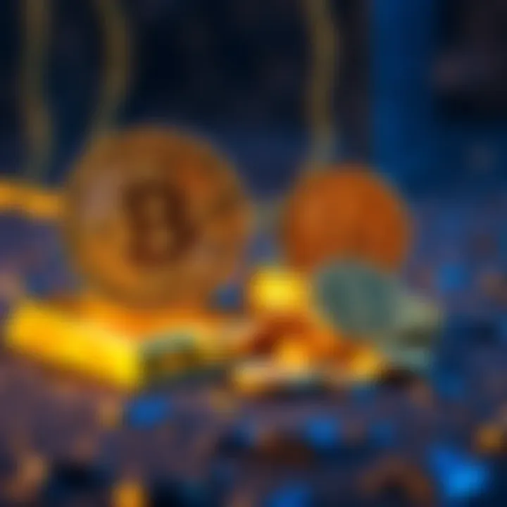 A visual comparison of Bitcoin and gold, showing Bitcoin symbol next to gold bars and coins, illustrating supply differences.