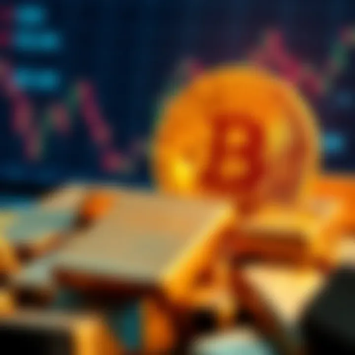 Bitcoin logo and gold bars with money supply indicators in the background