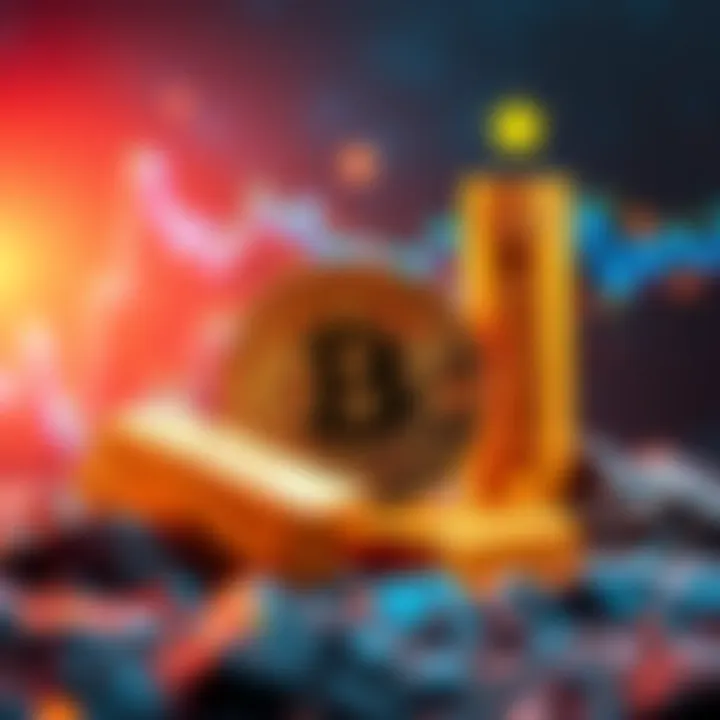 A graphic showing Bitcoin rising alongside gold bars, symbolizing financial growth and investment potential.
