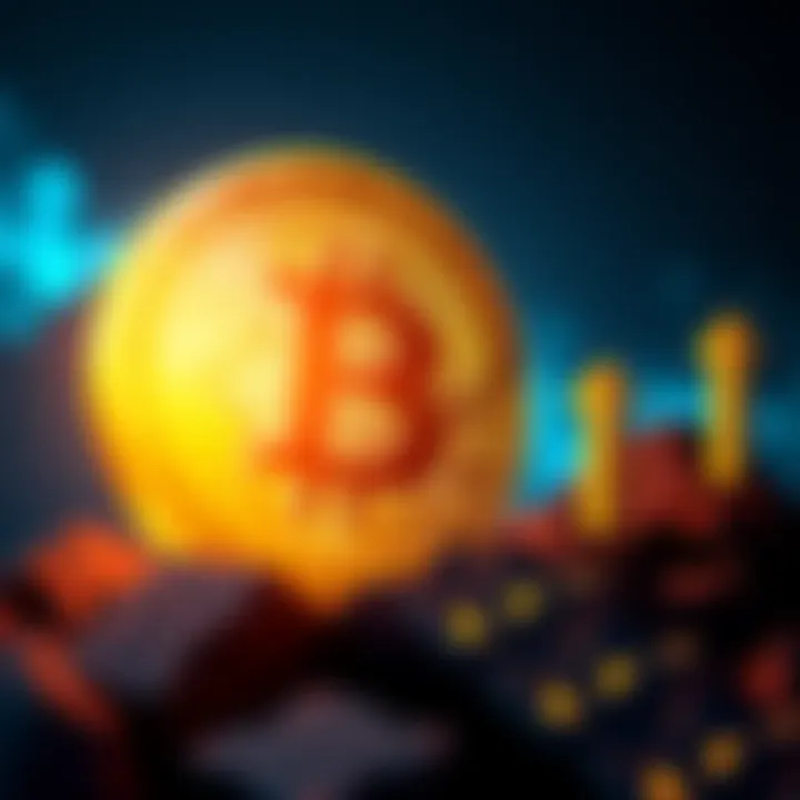 Bitcoin Growth A glowing Bitcoin symbol with upward arrows in the background symbolizing growth and future potential.
