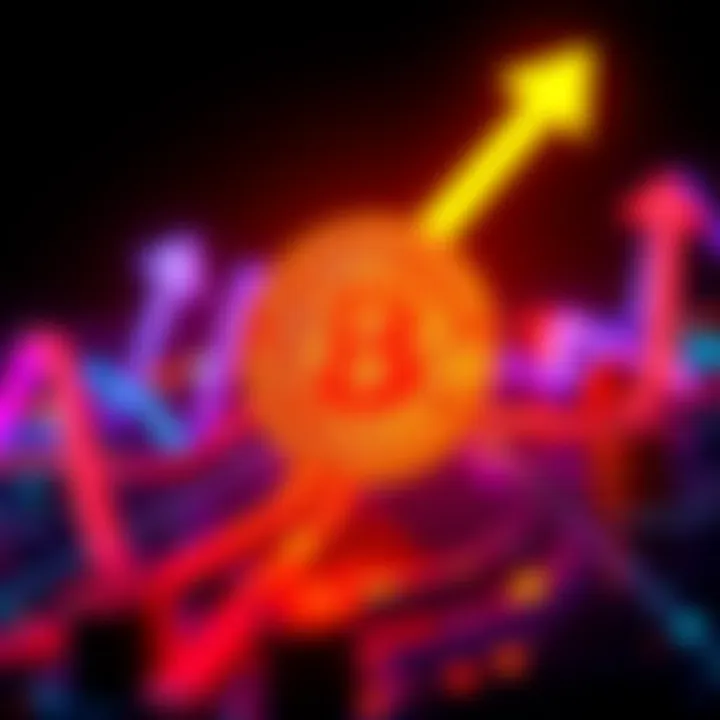 A glowing Bitcoin symbol surrounded by arrows pointing upwards, representing growth and resilience in the crypto market.