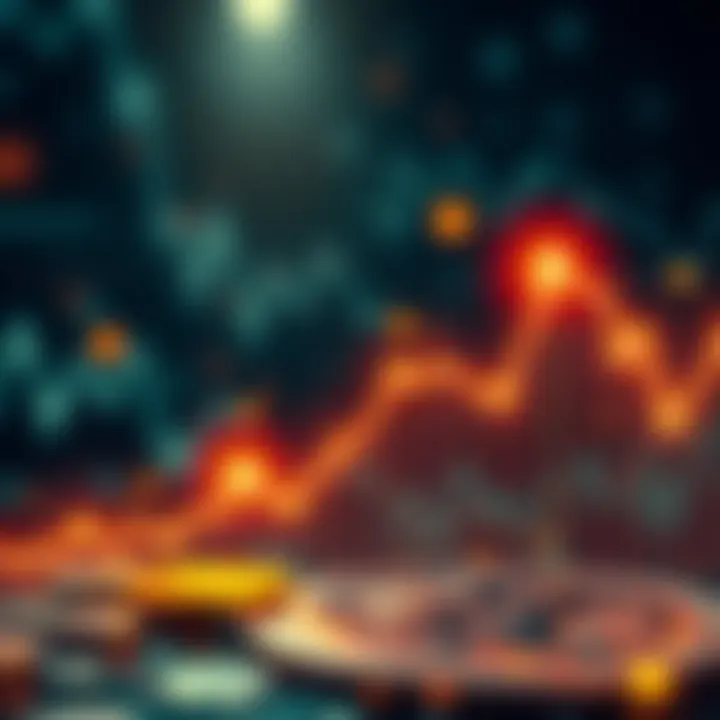 A line graph showing Bitcoin's price fluctuations and potential rise towards a $10 trillion market cap, with upward trends highlighted.