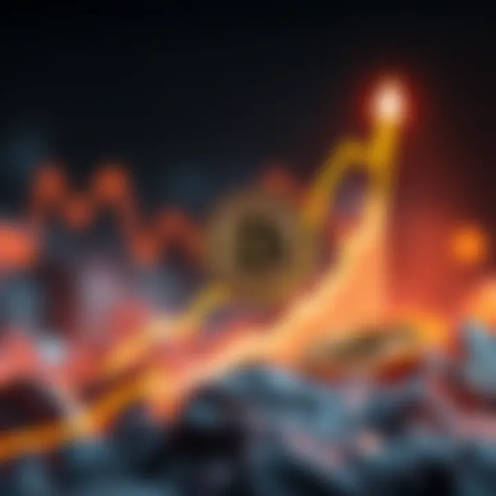 An upward chart showing Bitcoin's growth with a digital coin symbol, representing a key phase in its adoption.