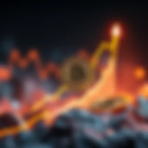 Bitcoin Growth Milestone An upward chart showing Bitcoin's growth with a digital coin symbol, representing a key phase in its adoption.