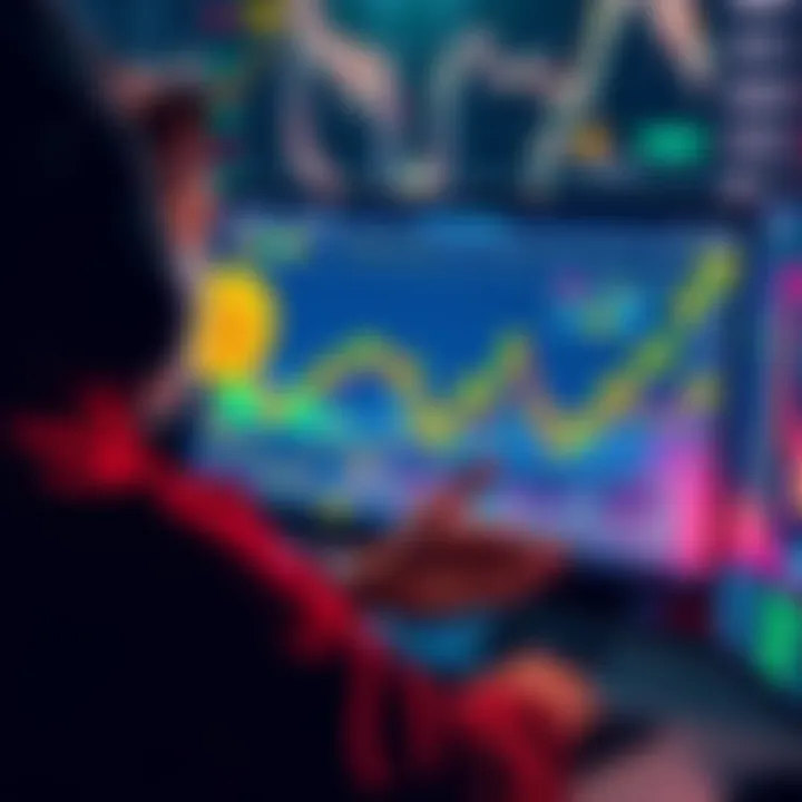 A person analyzing Bitcoin market trends on a computer screen with a bullish outlook, focused on accumulating more Bitcoin during a market dip.