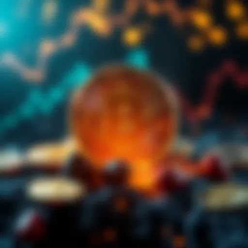 A graphic showing Bitcoin symbols with a globe and energy icons, symbolizing the balance between cryptocurrency growth and environmental impact.