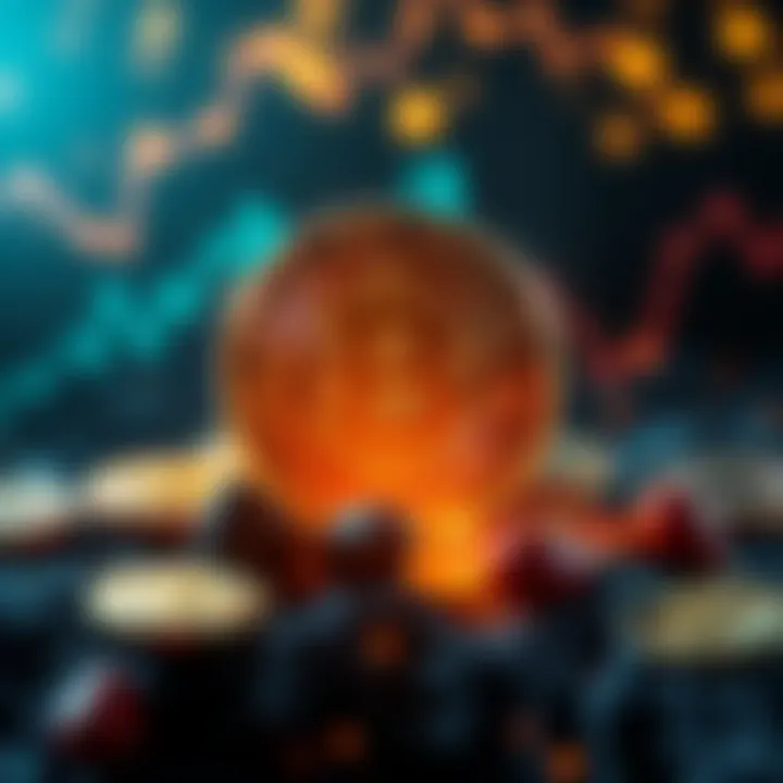 A graphic showing Bitcoin symbols with a globe and energy icons, symbolizing the balance between cryptocurrency growth and environmental impact.