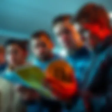 Group of Bitcoin holders looking worried as they read about scams affecting their investments