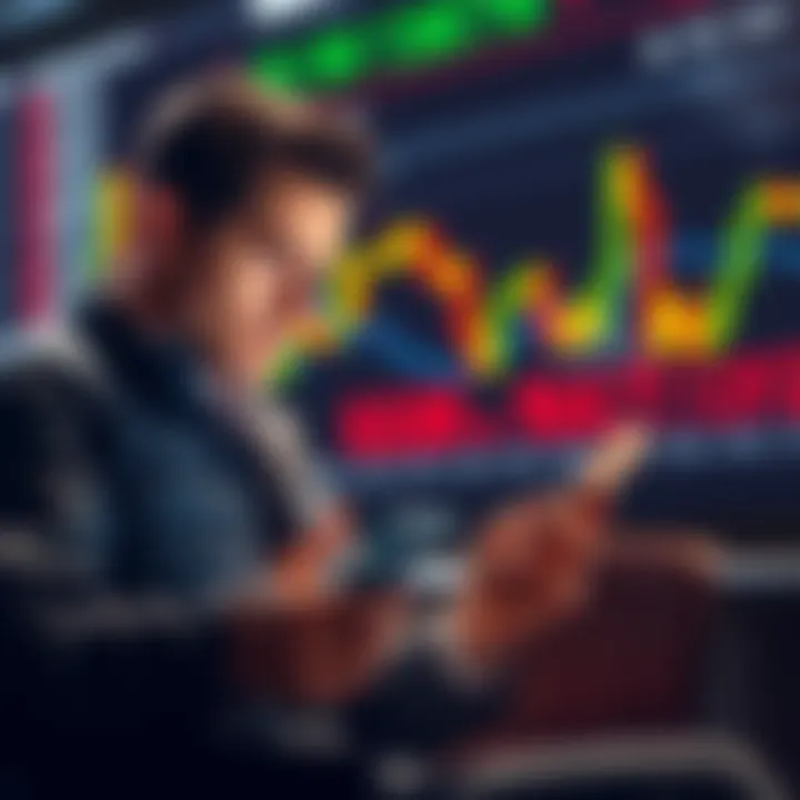 Experienced Bitcoin holders calmly reviewing market trends on their devices while a chart shows price fluctuations in the background.
