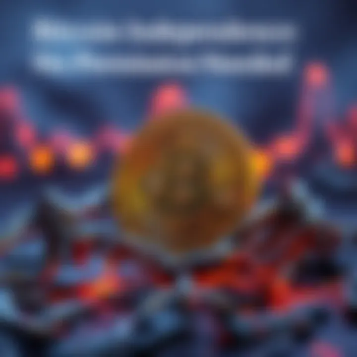 A graphic showing a Bitcoin symbol breaking free from chains, symbolizing financial independence.