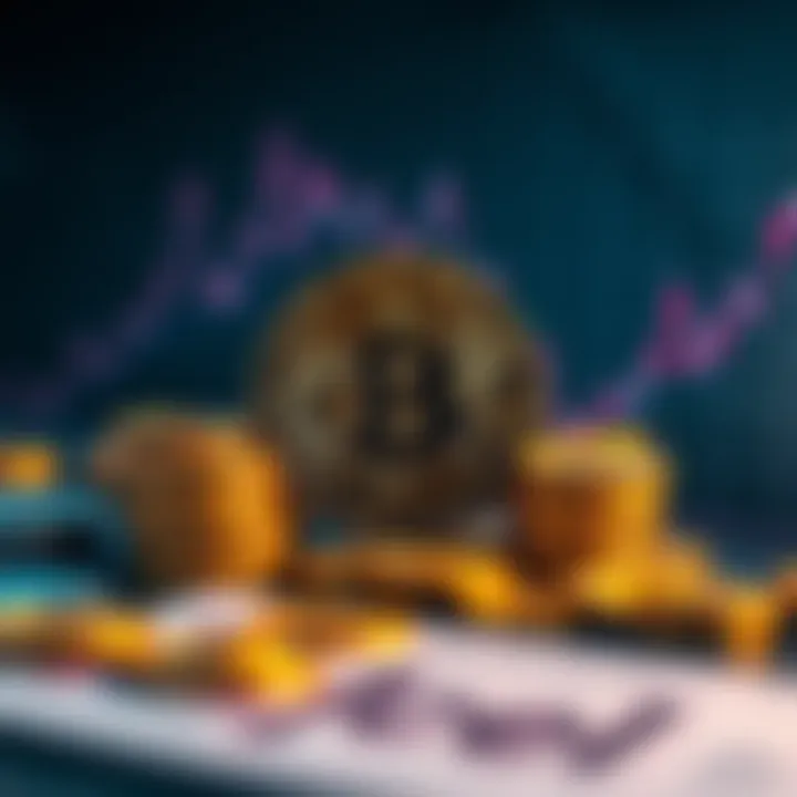 A visual representation of Bitcoin coins alongside a graph showing inflation trends
