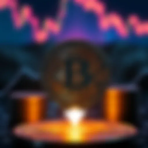 A graphic showing a bitcoin symbol with a downward arrow, representing the halving of Bitcoin's inflation rate by 2028, symbolizing its increasing value as hard money.