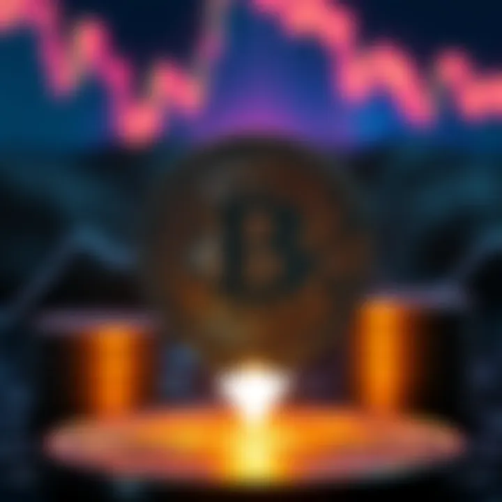 A graphic showing a bitcoin symbol with a downward arrow, representing the halving of Bitcoin's inflation rate by 2028, symbolizing its increasing value as hard money.