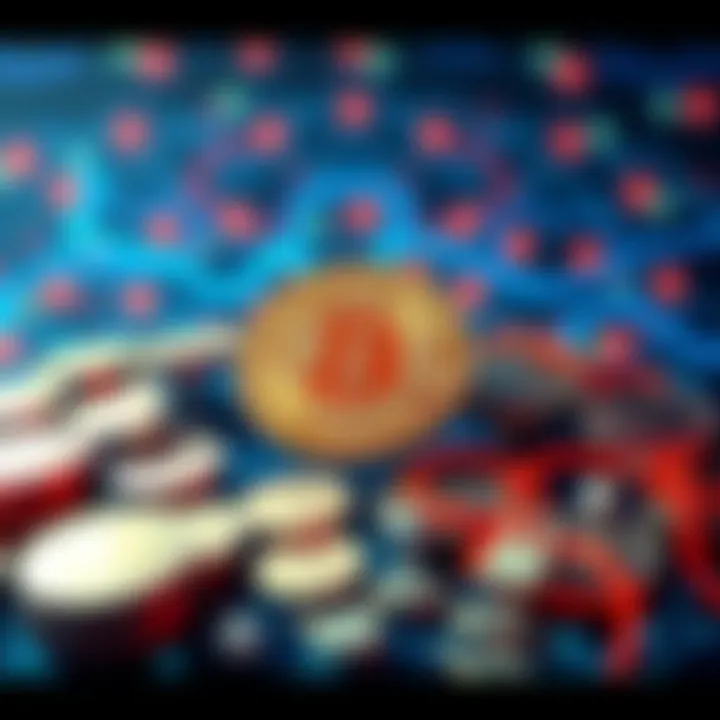 A visual representation of Bitcoin inheritance using OP_CSV technology, showing digital coins and a lock symbol to signify security.
