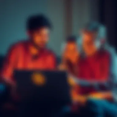 A family discussing Bitcoin inheritance with a laptop showing a digital wallet, highlighting secure options like multi-signature wallets.