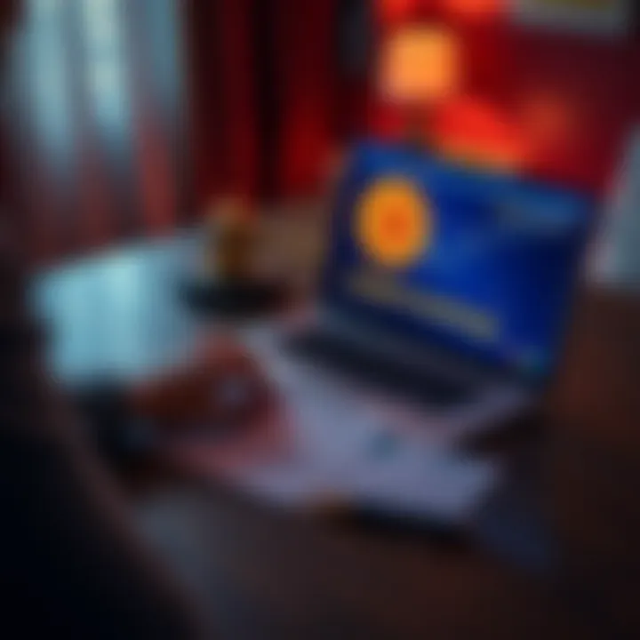 Bitcoin and inheritance planning A person sits at a table with a laptop displaying Bitcoin symbols, surrounded by paperwork and a pen, symbolizing the importance of planning for crypto inheritance