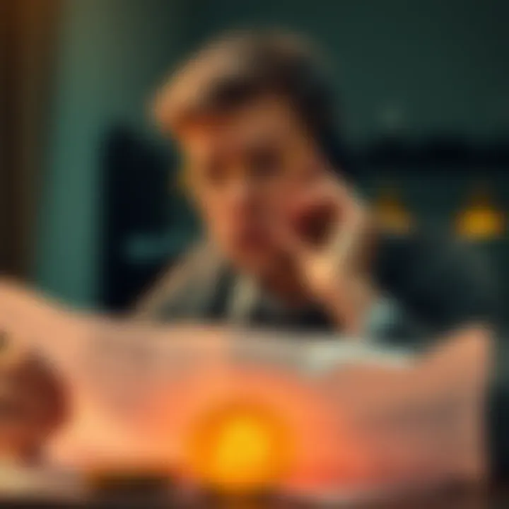 A person looking confused while reviewing financial documents related to Bitcoin and inheritance tax issues