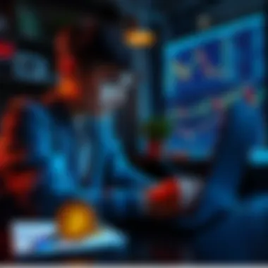 A young person looking at Bitcoin charts on a laptop, with notes and a pen nearby, reflecting on investment advice.