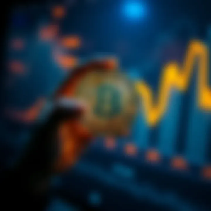 A person holding a digital representation of Bitcoin with a growing graph in the background, symbolizing investment potential.