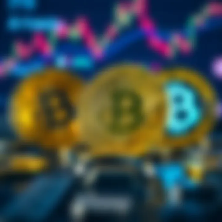 Symbols of Bitcoin with logos of Fidelity and BlackRock in the background