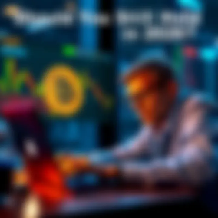 A person analyzing Bitcoin charts and market trends on a laptop, looking concerned about their investments.