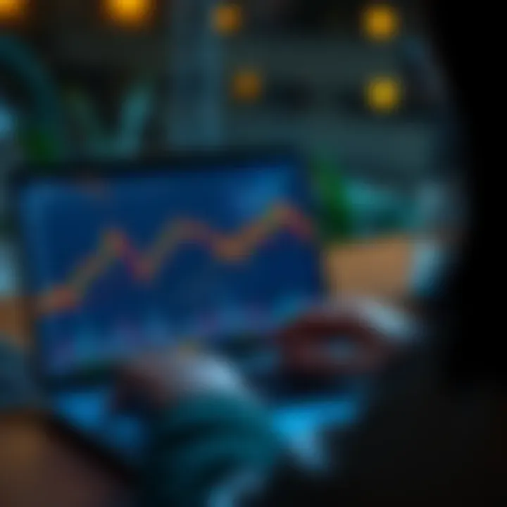 A person analyzing a Bitcoin price chart on a laptop, reflecting concerns about investment choices amid rising living costs