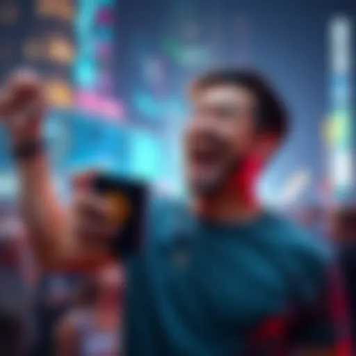 Person celebrating a $6,000 Bitcoin purchase on Coinbase with a Ledger cold wallet in hand