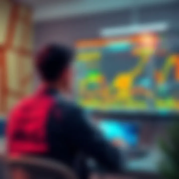 A person looking at a computer screen showing Bitcoin charts and graphs, contemplating investment decisions.