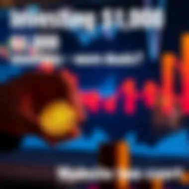 Person placing monthly investment into Bitcoin with a chart showing growth in the background