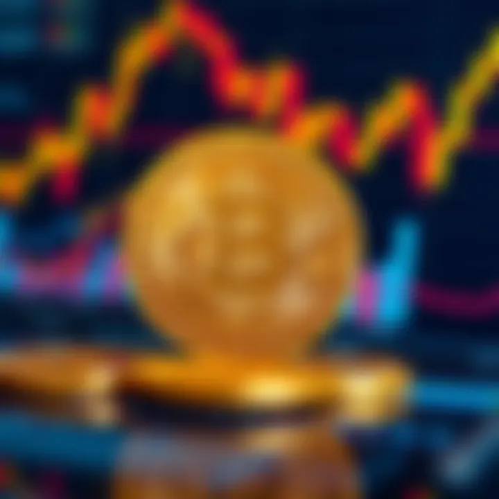 A close-up of a Bitcoin coin with financial charts and graphs in the background, symbolizing investment opportunities.