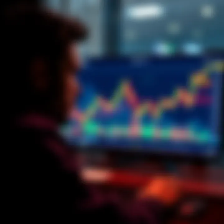 A person looking at a Bitcoin chart on a computer screen, contemplating investment decisions